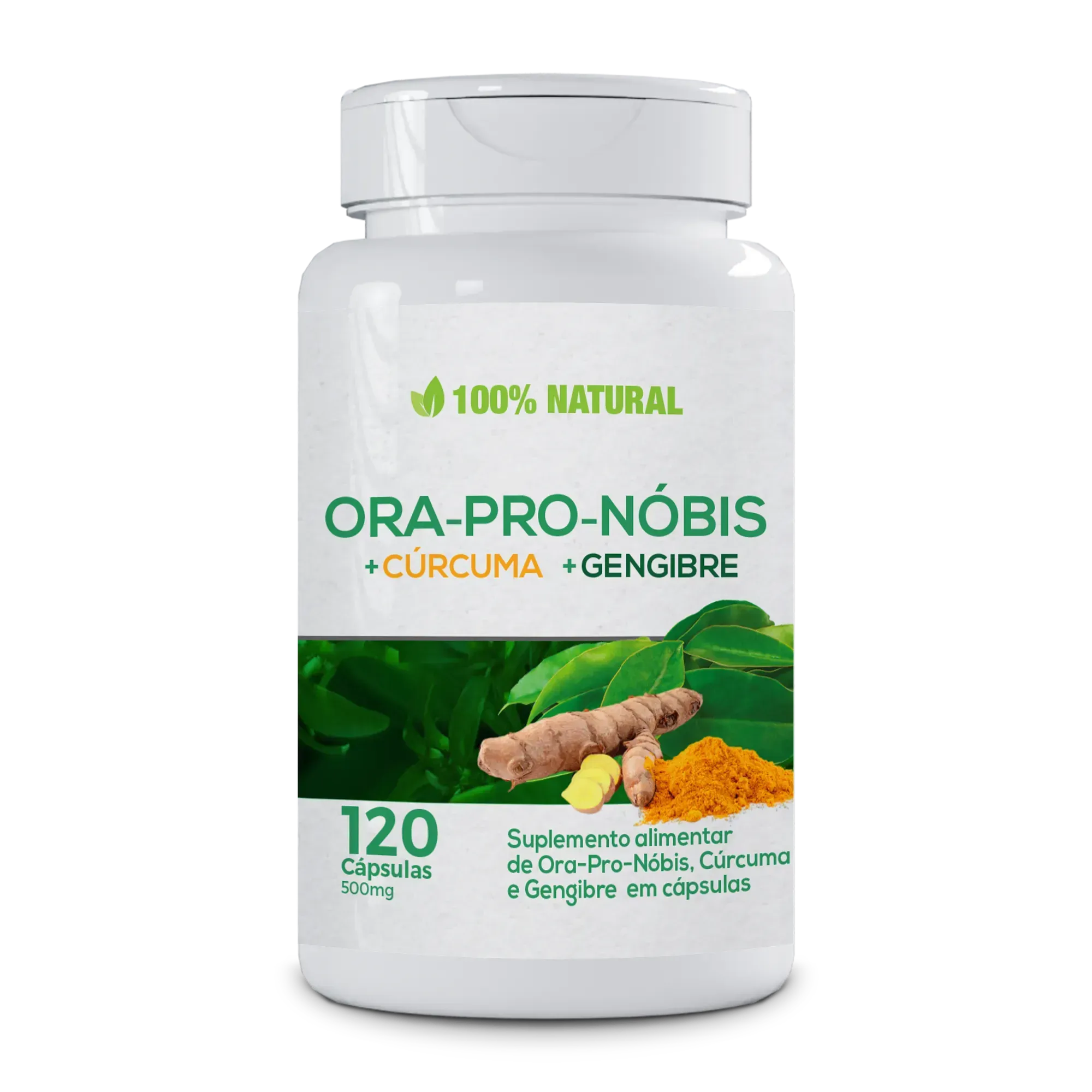 Ora Pro Nóbis Cúrcuma e Gengibre 120 Cápsulas 500 Mg