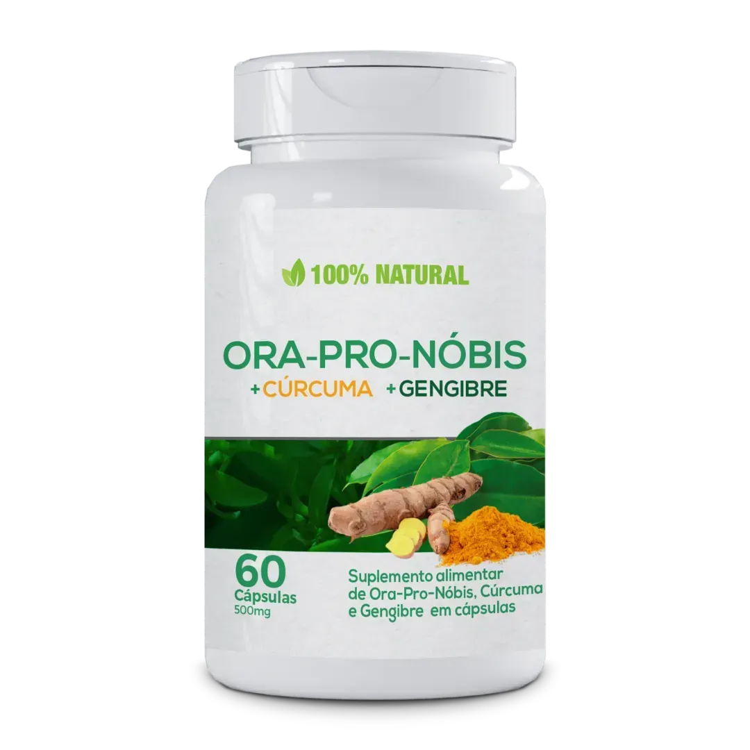 Ora Pro Nóbis Cúrcuma e Gengibre 60 Cápsulas 500 Mg