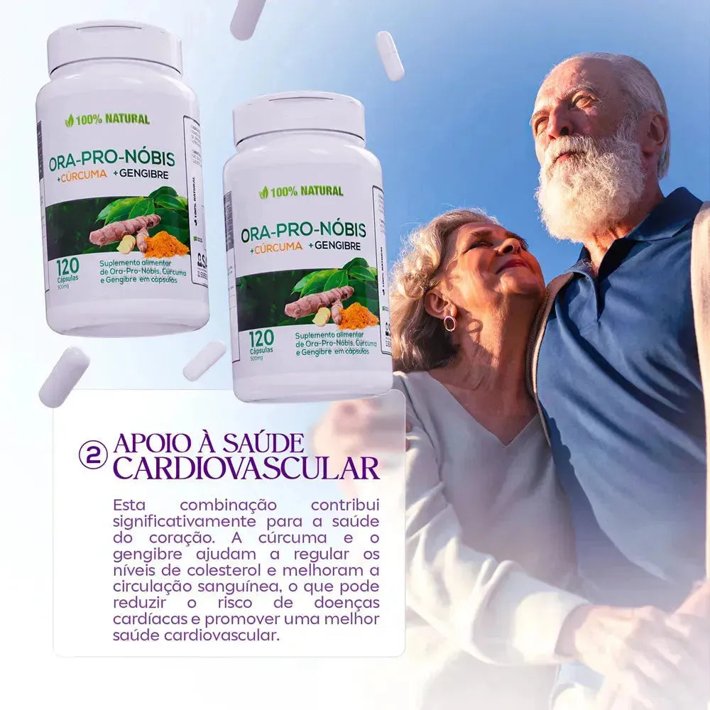 Ora Pro Nóbis Cúrcuma e Gengibre 120 Cápsulas 500 Mg